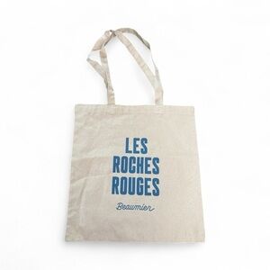 Beaumier Beige Tote Bag with Blue Print LES ROCHES ROUGES NWOT Made in France